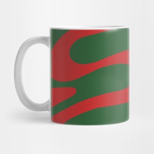 Swirl, Liquid, Line Pattern in Christmas Holidays Green and Red Mug